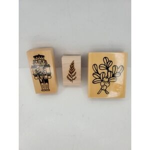 Lot 3~PSX, Clearnap, Anitas Leaves Berries & Nutcracker Wood Mount Rubber Stamps